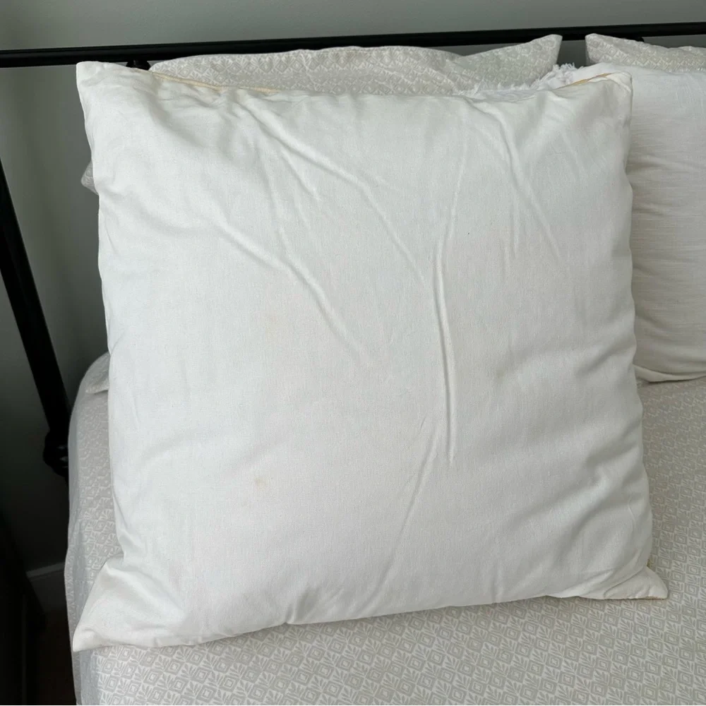 Yellow & White Contrast Linen Throw Pillow- 24 x 24 Threshold - Spring / Summer